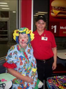 Asteroid Annie of Space City Clowns at Deer Park, TX McDonald's (inside Wal-Mart)